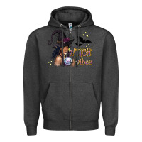 Charcoal Heather Black Witch Vibes Zipper Hoodie - texasbilliewilder