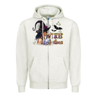 Oatmeal Heather Black Witch Vibes Zipper Hoodie - texasbilliewilder