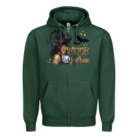 Sports Green Black Witch Vibes Zipper Hoodie - texasbilliewilder