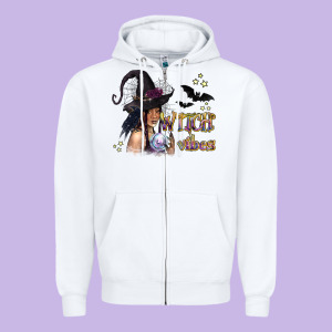 Black Witch Vibes Zipper Hoodie Designed By Texasbilliewilder