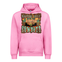 Fuchsia Pink raising hell with the hippies and the cowboys Urban Hoodie - NancyCooperArtShop