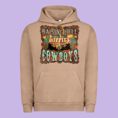 Raising Hell With The Hippies And The Cowboys Urban Hoodie Designed By Nancycooperartshop