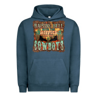 Pigment Midnight Navy raising hell with the hippies and the cowboys Urban Hoodie - NancyCooperArtShop