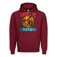 Burgundy long live the cowboys Zipper Hoodie - Zillion Design Studio
