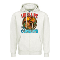 Oatmeal Heather long live the cowboys Zipper Hoodie - Zillion Design Studio