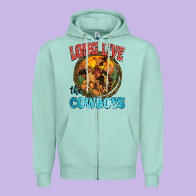 Long Live The Cowboys Zipper Hoodie Designed By Zillion Design Studio