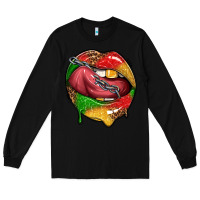Black juneteenth day lips Long Sleeve Tee - texasbilliewilder