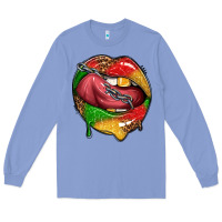 Colony Blue juneteenth day lips Long Sleeve Tee - texasbilliewilder