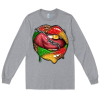 Heather Grey juneteenth day lips Long Sleeve Tee - texasbilliewilder