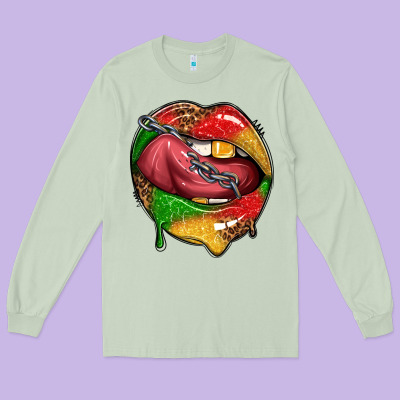 Long Sleeve Tee juneteenth day lips