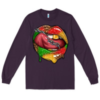 Plum juneteenth day lips Long Sleeve Tee - texasbilliewilder