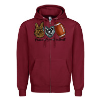 Burgundy peace love football Zipper Hoodie - RanaPortraitStore