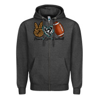 Charcoal Heather peace love football Zipper Hoodie - RanaPortraitStore