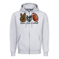 Heather Grey peace love football Zipper Hoodie - RanaPortraitStore