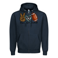 Navy peace love football Zipper Hoodie - RanaPortraitStore