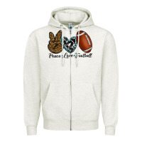 Oatmeal Heather peace love football Zipper Hoodie - RanaPortraitStore