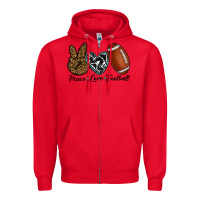Red peace love football Zipper Hoodie - RanaPortraitStore