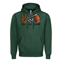 Sports Green peace love football Zipper Hoodie - RanaPortraitStore