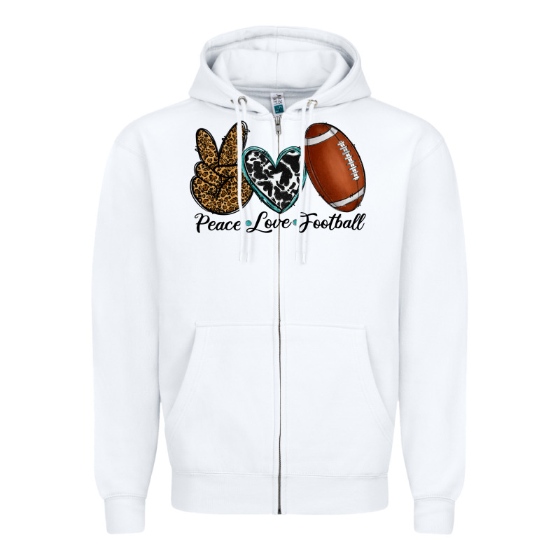 Peace Love Football Zipper Hoodie by RanaPortraitStore | Teevron