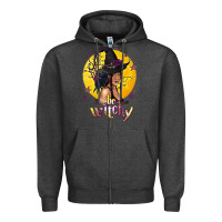 Charcoal Heather Be Witchy Black Witch Zipper Hoodie - texasbilliewilder