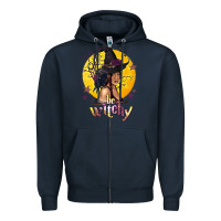 Navy Be Witchy Black Witch Zipper Hoodie - texasbilliewilder