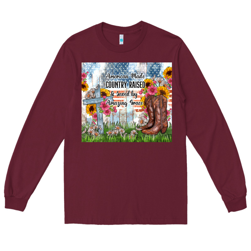 Christian Western American Made Country Raised Long Sleeve Tee by Zillion Design Studio | Teevron