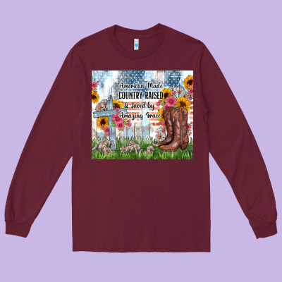 Christian Western American Made Country Raised Long Sleeve Tee Designed By Zillion Design Studio