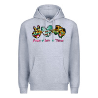 Heather Grey Peace Love Texas Premium Hoodie - RanaPortraitStore