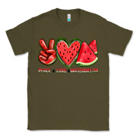Army Green peace love watermelon Classic Tee - texasbilliewilder