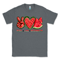 Charcoal Heather peace love watermelon Classic Tee - texasbilliewilder