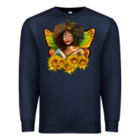 Navy butterfly afro woman juneteenth Premium Sweatshirt - AdoDesignShop