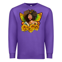 Purple butterfly afro woman juneteenth Premium Sweatshirt - AdoDesignShop