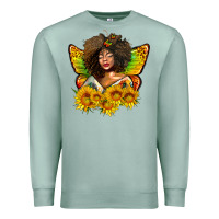 Seafoam butterfly afro woman juneteenth Premium Sweatshirt - AdoDesignShop