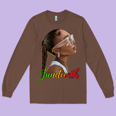 Long Sleeve Tee juneteenth black woman