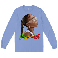 Colony Blue juneteenth black woman Long Sleeve Tee - texasbilliewilder