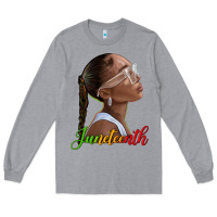 Heather Grey juneteenth black woman Long Sleeve Tee - texasbilliewilder