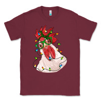 Burgundy christmas rooster with lights Classic Tee - RanaPortraitStore