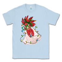 Dusty Blue christmas rooster with lights Classic Tee - RanaPortraitStore