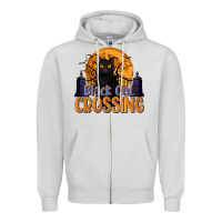 Dove Grey Black Cat Crossing Zipper Hoodie - texasbilliewilder