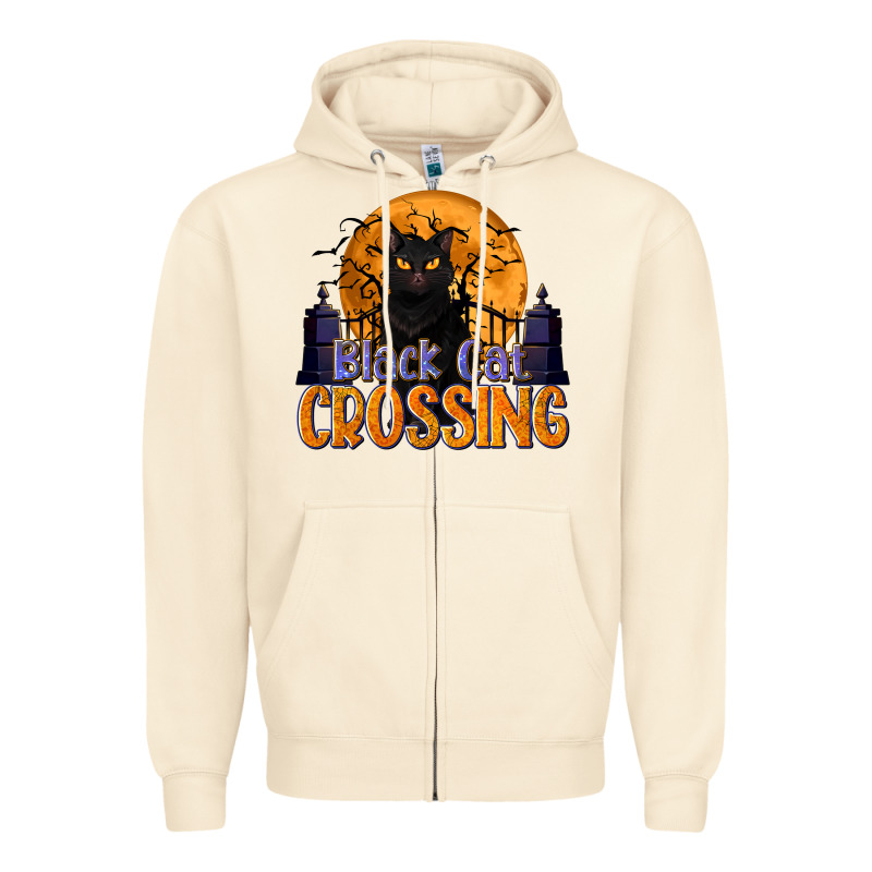 Black Cat Crossing Zipper Hoodie by texasbilliewilder | Teevron