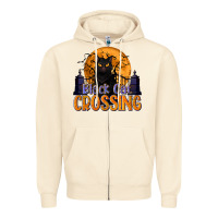 Sandshell Black Cat Crossing Zipper Hoodie - texasbilliewilder