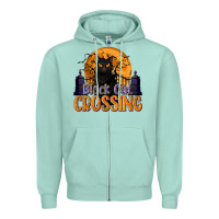Seafoam Black Cat Crossing Zipper Hoodie - texasbilliewilder
