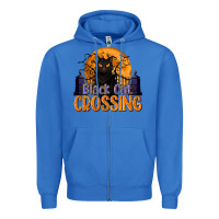 True Royal Black Cat Crossing Zipper Hoodie - texasbilliewilder