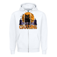 White Black Cat Crossing Zipper Hoodie - texasbilliewilder