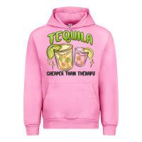 Fuchsia Pink tequila cheaper than therapy Urban Hoodie - MaliasSmallBusiness