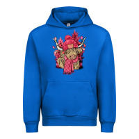 Cobalt pink winter long haired cow Urban Hoodie - NancyCooperArtShop