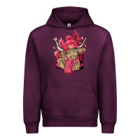 Mauve Wine pink winter long haired cow Urban Hoodie - NancyCooperArtShop