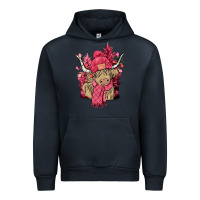 Navy pink winter long haired cow Urban Hoodie - NancyCooperArtShop