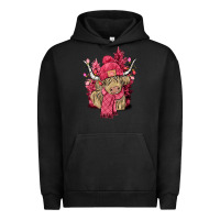Pigment Black pink winter long haired cow Urban Hoodie - NancyCooperArtShop
