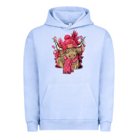 Pigment Grape Ice pink winter long haired cow Urban Hoodie - NancyCooperArtShop